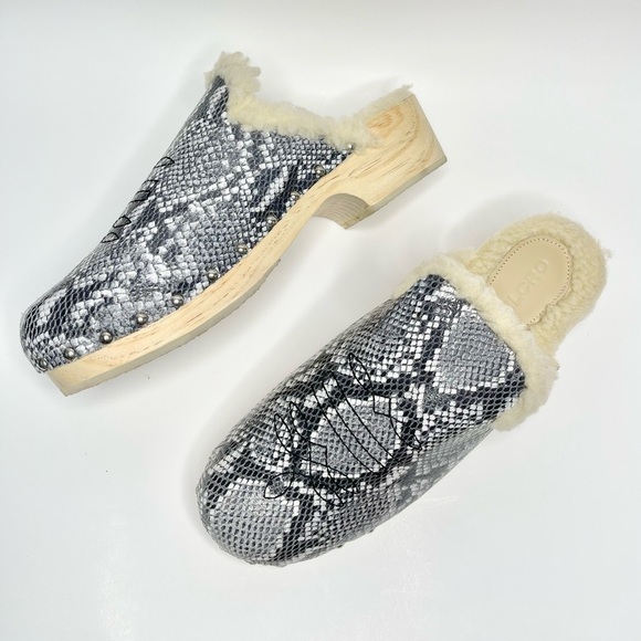 NEW Anthropologie Pilcro Grey Snakeskin Embossed  Wooden Clog US 11/EU 41 - Picture 5 of 10